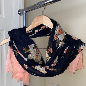 Loft Floral Black and Pink Scarf